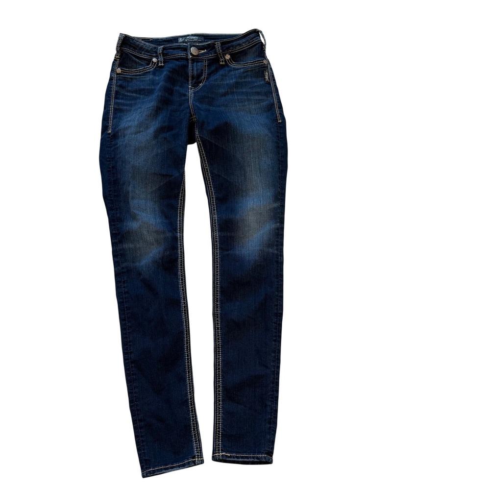 Silver Jeans Co Suki High Super Skinny Womens W27L31 Dark Indigo Excellent Curvy